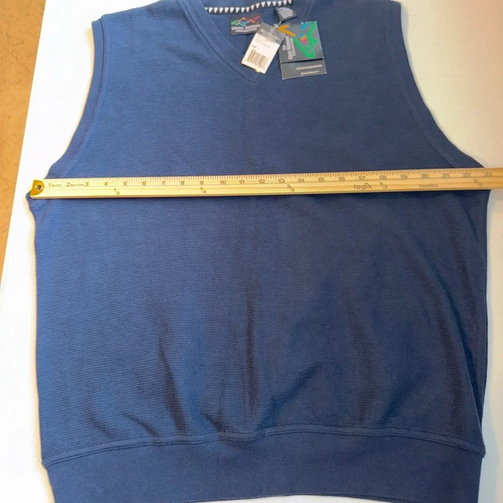 Greg Norman Collection Sweater V Neck Vest‎ Golf Mens Large Navy Blue NWT $69